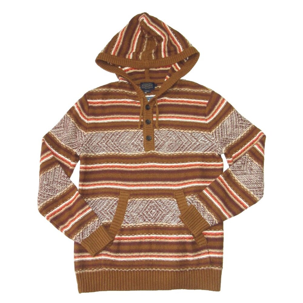NWT Pendleton Men's Highland Peak Cotton Hoodie in Brown Striped M